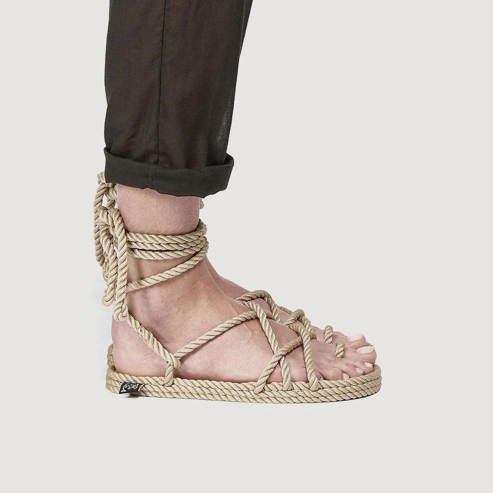NEW Nomadic State of Mind La Isla Rope Sandals Beach 9/9.5 Camel Ankle WrapVegan